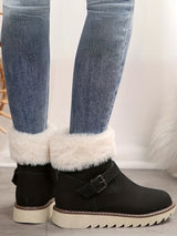 Buckle Plush Platform Snow Mid-Calf Boots