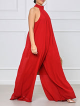 Halter Chiffon Wide Leg Jumpsuit