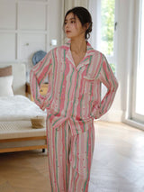 Kafiloe Colorful Striped Long Sleeve Pajama Set