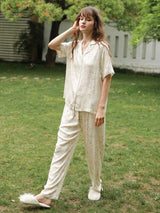 Kafiloe Willow Leaf Print Pajama Set