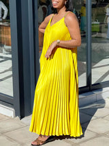 Spaghetti Strap Pleated Maxi Dress