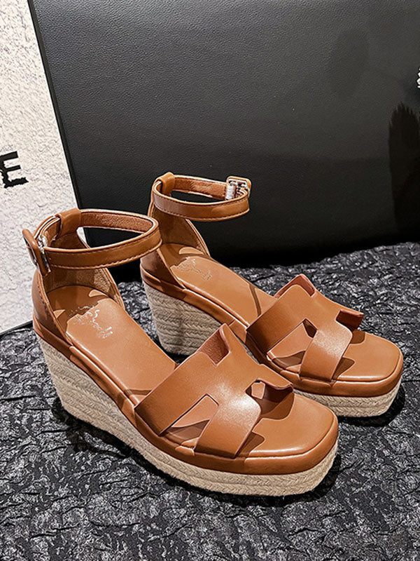 PU Buckle Chunky Sandals