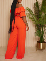 Ruffle Crop Top & Wide Leg Pant set