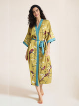 Kafiloe Floral Printed Long Kimono Robe