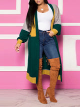 Patchwork Color Block Long Cardigan