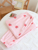 Cute Cartoon Fruit Print Cotton Pajama Pants