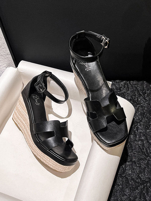 PU Buckle Chunky Sandals