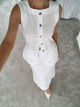Buttoned Line Top & Maxi Skirt
