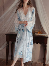 Kafiloe Butterfly Print Velvet Cami Nightgown