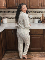 Floral Print Lace Trim Pajama Set