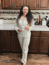 Floral Print Lace Trim Pajama Set