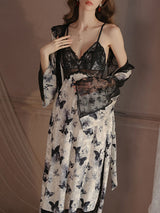 Kafiloe Butterfly Print Velvet Cami Nightgown