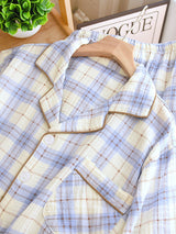 Crepe Plaid Color Block Pajama Set