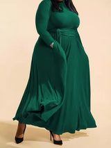 Solid Color Tie Up High Waist Maxi Dress