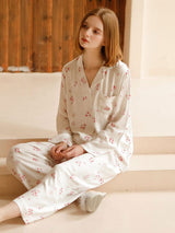 Kafiloe Peach Blossom Cluster Print Pajama Set