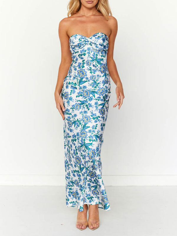 Printed Knotted Tube Maxi Dress