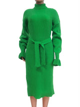 Tie Up Turtleneck Knit Maxi Dress