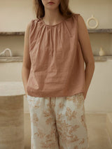 Cotton Sleeveless Top & Printed Pants Pajama Set