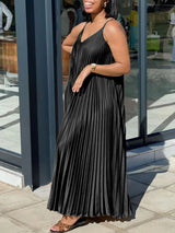 Spaghetti Strap Pleated Maxi Dress