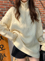 Turtleneck Knitted Long Sleeve Pullover