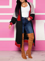 Patchwork Color Block Long Cardigan