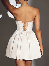 Sleeveless Strappy Ruffle Mini Whiter Dress