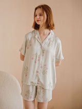 Kafiloe Green Hydrangea Print Pajama Set