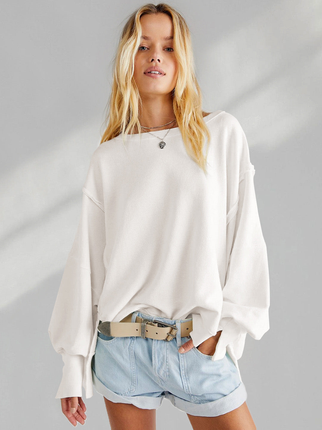 Loose Crew Neck Knit Top
