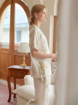 Kafiloe Elegant Floral Print Cotton Pajama Set