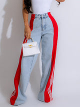 Patchwork High Waist Wide Leg Jeans