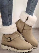 Buckle Plush Platform Snow Mid-Calf Boots