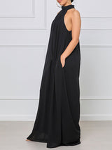 Halter Chiffon Wide Leg Jumpsuit