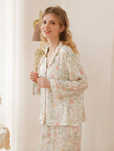 Kafiloe Floral Cotton Long Sleeve Pajamas Set