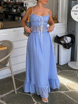 Ruched Crop Top &  Maxi Skirt Two Piece Set