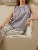 Cotton Sleeveless Top & Printed Pants Pajama Set