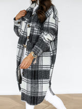 Plaid Contrast Long Shirt Jacket