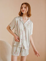 Kafiloe Green Hydrangea Print Pajama Set