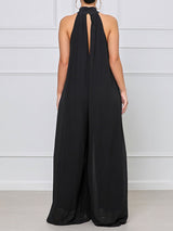 Halter Chiffon Wide Leg Jumpsuit