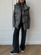 Lapel Solid Color Puffer Vest Jacket