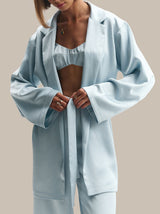 Satin Long Sleeve Robe & Vest Lounge Set