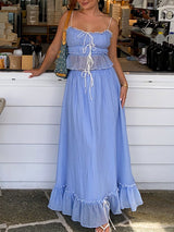 Ruched Crop Top &  Maxi Skirt Two Piece Set