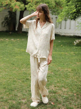 Kafiloe Willow Leaf Print Pajama Set