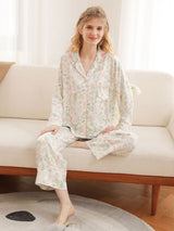 Kafiloe Floral Cotton Long Sleeve Pajamas Set