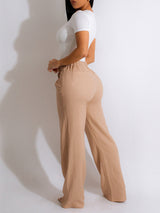 Straight Leg Solid Color Long Pants