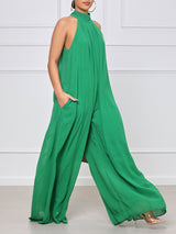 Halter Chiffon Wide Leg Jumpsuit