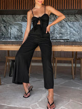 Spaghetti Strap Tie Up Hollow Out Jumpsuit