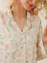 Kafiloe Floral Cotton Long Sleeve Pajamas Set