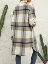 Plaid Contrast Long Shirt Jacket