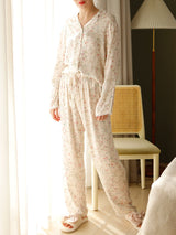 Willow Leaf Floral Print Pajama Set