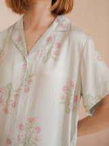 Kafiloe Green Hydrangea Print Pajama Set